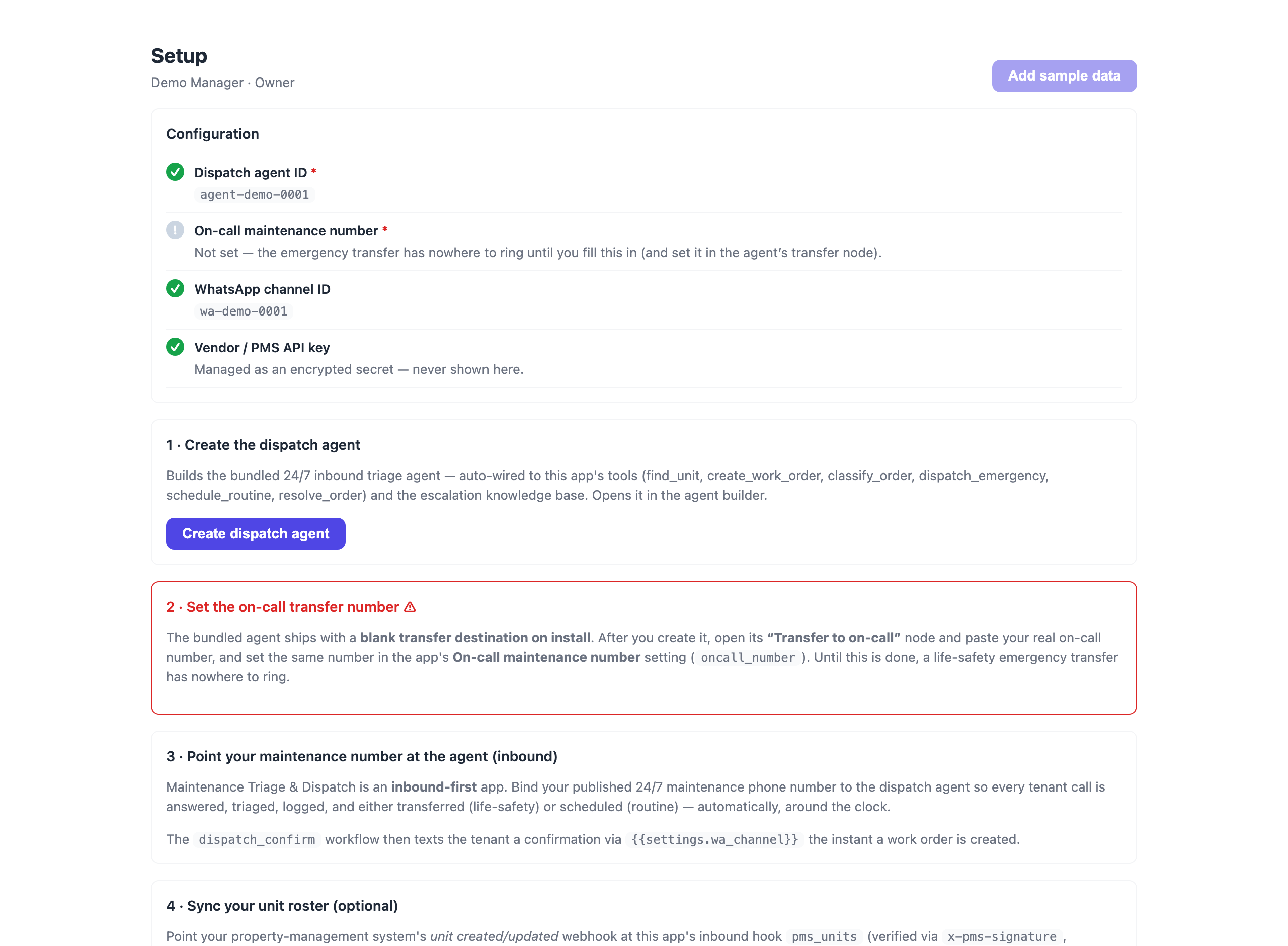 Guided setup — create the agent & connect your data